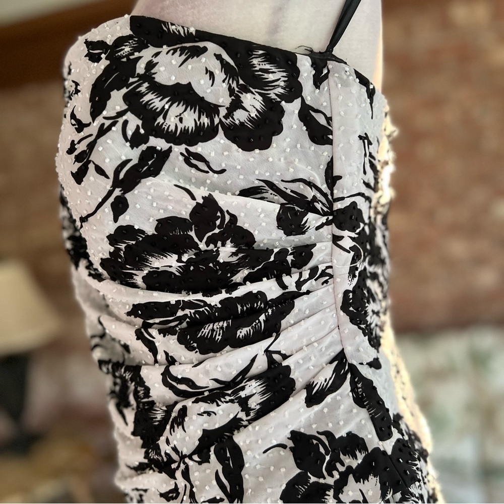 Lillie Rubin Vintage Beaded Strapless White Black Floral Evening Dress 10 Glam - Picture 10 of 16